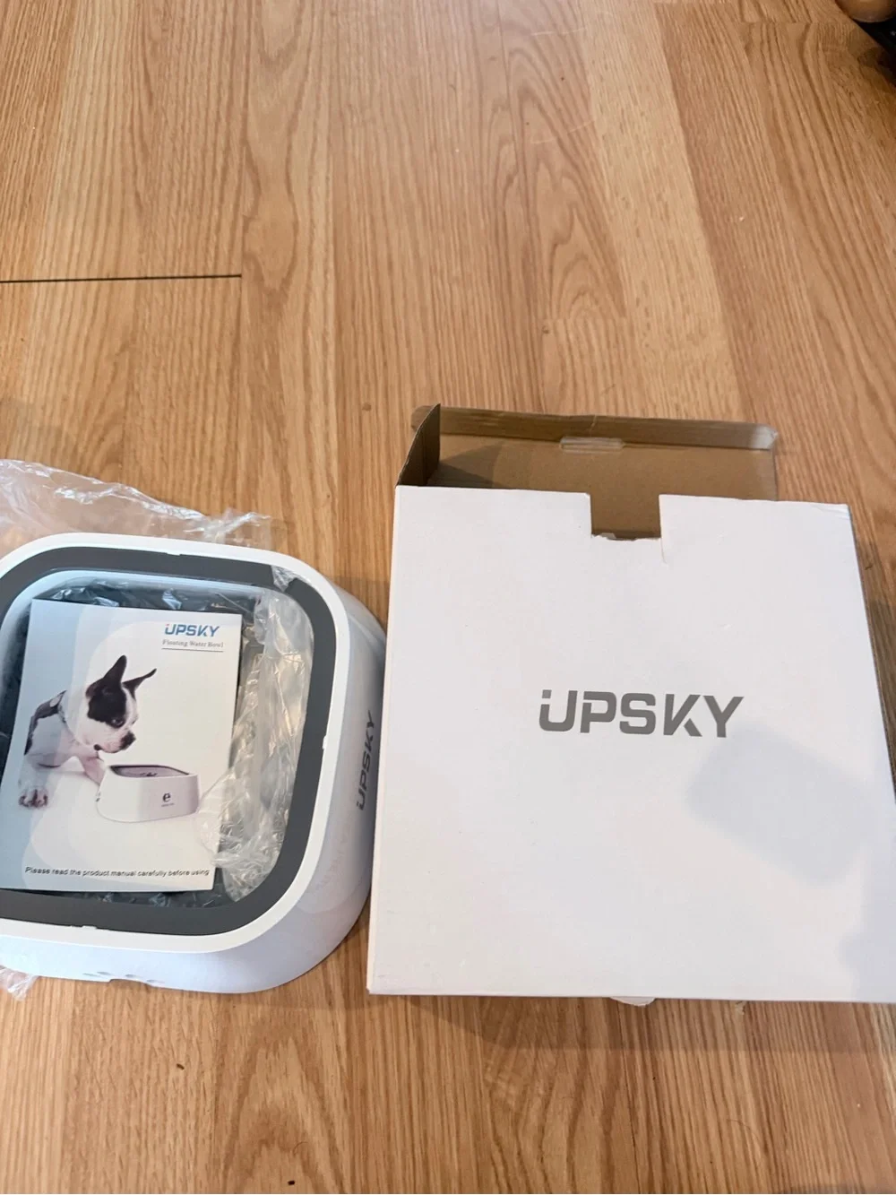Sky Gray No-Spill Pet Bowl with Raised Rim